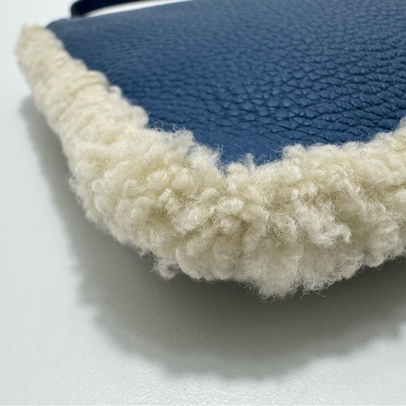 COACH Blue Extra Large Leather Sherpa Wristlet